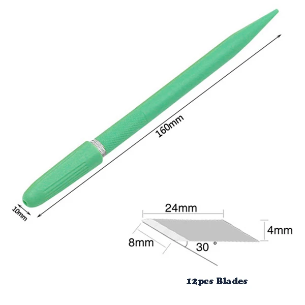 Скальпель с пластиковой ручкой, 12 лезвий, нож, резак для дерева, бумаги, ремесло, ручка, ножи, гравировка, нож, сделай сам, ремонт, ручные инструменты, резьба, подарок - Цвет: Белый