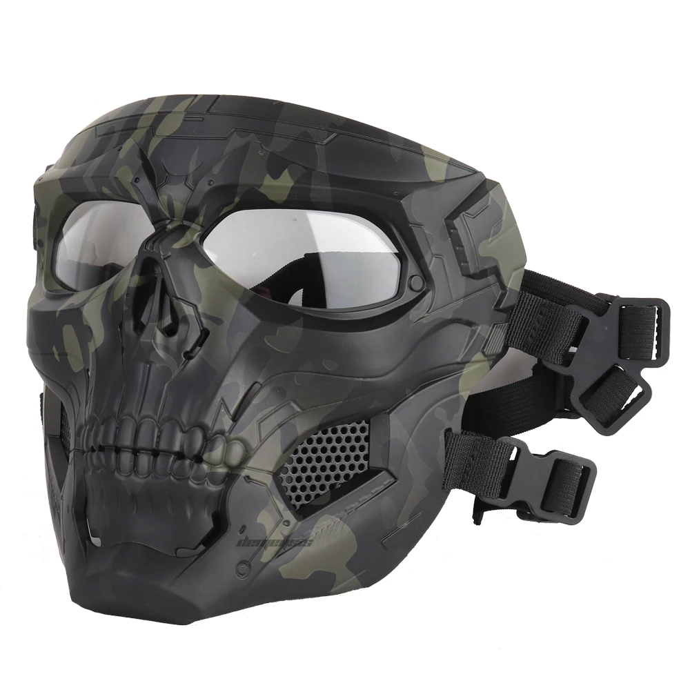 black multicam Мультикам тактическая страйкбольная маска с черепом Пейнтбольная Военная Боевая полная защитная маска скелет CS игра маска для лица Защитная маска - Цвет: black multicam