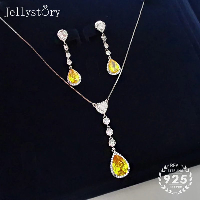 Jellystory Мода 925 серебряные ювелирные изделия комплект ювелирных изделий серьги