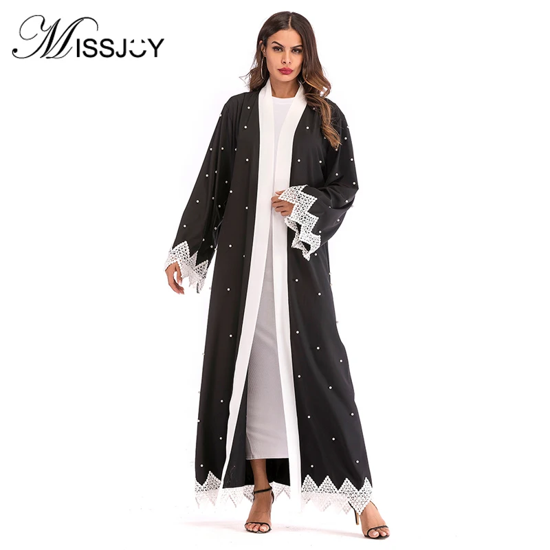 

Hot New Lace Muslim Pryrr Beads Dubai Abaya Dress Women Arab Islamic Clothing Kuftan Moroccan Kaftan Robe Turkish