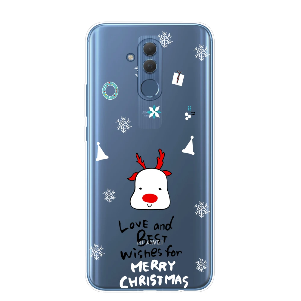 Веселый Чехол для телефона с рождественским рисунком для Huawei Mate 10 20 30 Lite рro Y5 Y6 Prime Y9 милые Санта Клаус Лось мягкие чехлы из термополиуретана чехлы