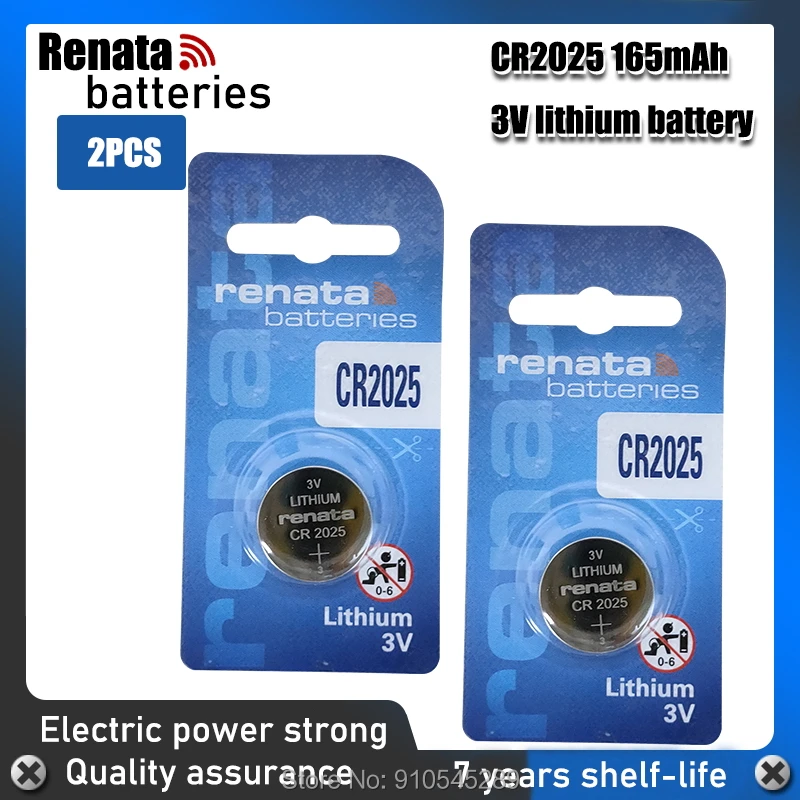 2 unids/lote RENATA Original CR2025 botón batería de baterías de litio de 3V CR 2025 para relojes de juguete Calculadora de equipo de Control
