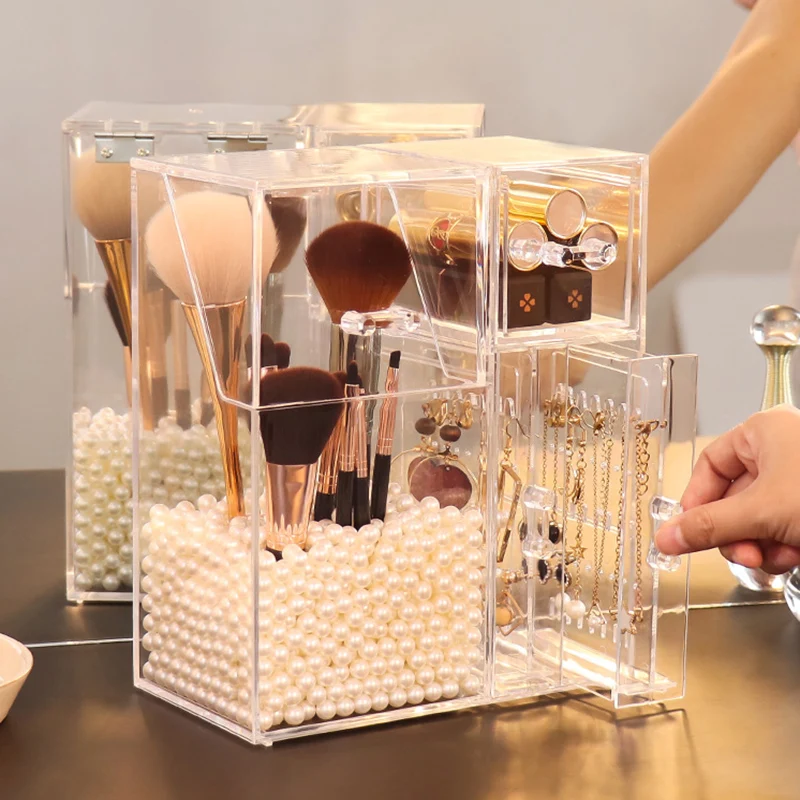 Acrylic Makeup Brush Storage Box Cosmetic Organizer Transparent Jewelry Display Dustproof Plastic Box Multifunctional Large|Storage Boxes &Amp; Bins 16 Acrylic Makeup Brush Storage Box Cosmetic Organizer Transparent Jewelry Display Dustproof Plastic Box Multifunctional Large|Storage Boxes &Amp; Bins