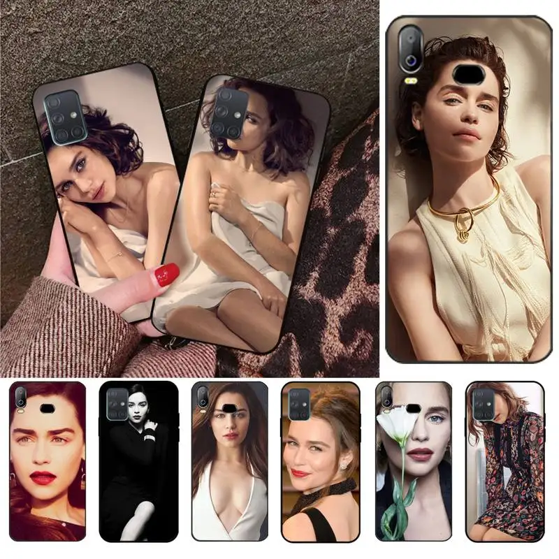 

HPCHCJHM Emilia Clarke Soft Silicone Black Phone Case For Samsung A10 A20 A30 A40 A50 A70 A71 A51 A6 A8 2018