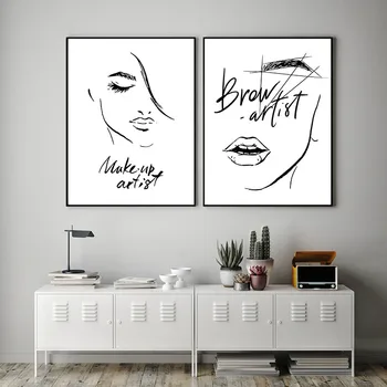 

Fashion MakeUp Wall Art Canvas Eyebrow Art Print Lips Eyelashes Poster And Print Beauty Salon Wall Picture Girls Room Decor TB30