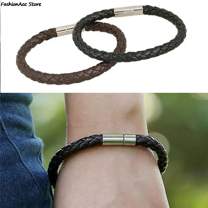 1pcs Wristband Men Leather Cord Bracelet Bangle Leather Bracelet For