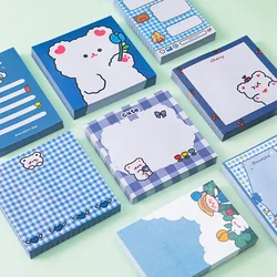Notes autocollantes ours dessin animé mignon Kawaii, bloc Notes Vintage pour étudiant, papeterie fournitures scolaires de bureau, accessoires de papeterie 