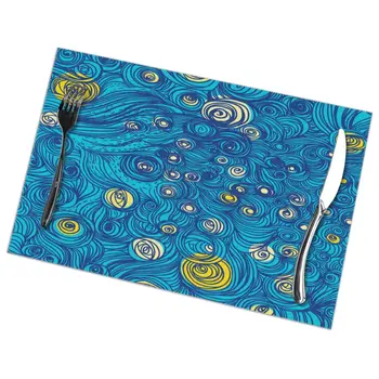 

Tableware Pad Placemats 6 PcsTable Mat Non-Slip Magic Christmas Starry Night With Stars Shine Placemats for Dining Table