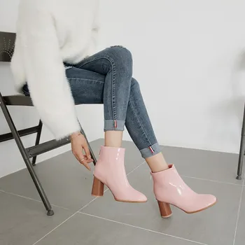 

Oversized boots women shoes ankle boots for women ladies boots shoes woman winter Solid color round head back zipper