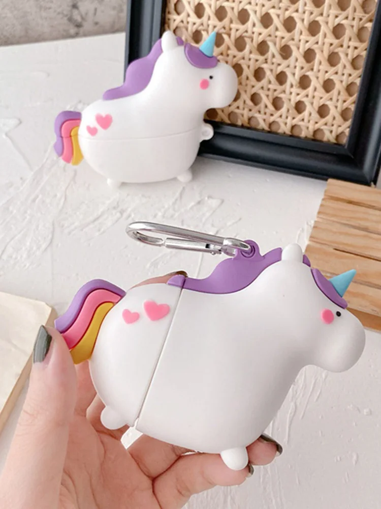 

3D Cute Case for Apple airpods 1/ 2/3 Unicorn Rainbow Wireless Charge Earphone Cover Box For Air Pods Airpod Pouch