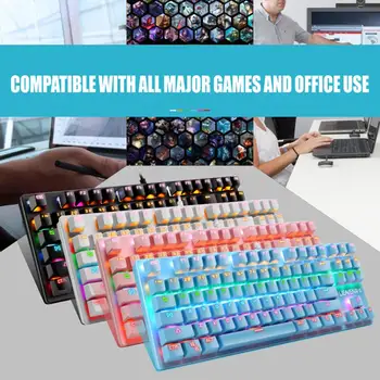 

Ergonomic Wired 87-Key Universal RGB Key Cap Cover Gaming Office Keycaps for Blue Switch Mechanical Keyboard Accessories