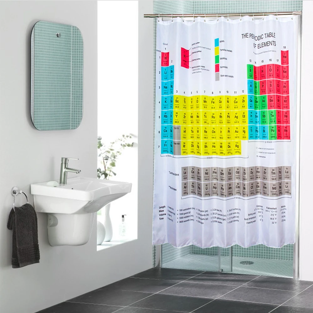 

Innovative Periodic Table Polyester Shower Curtain for Fun Learning 180 x 180cm