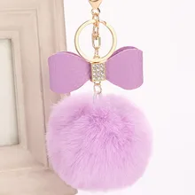 Милый лук-брелок с инкрустацией стразами полиуретановый бант меховая одежда сумочка кулон пушистый шар стиль брелок для ключей автомобиля