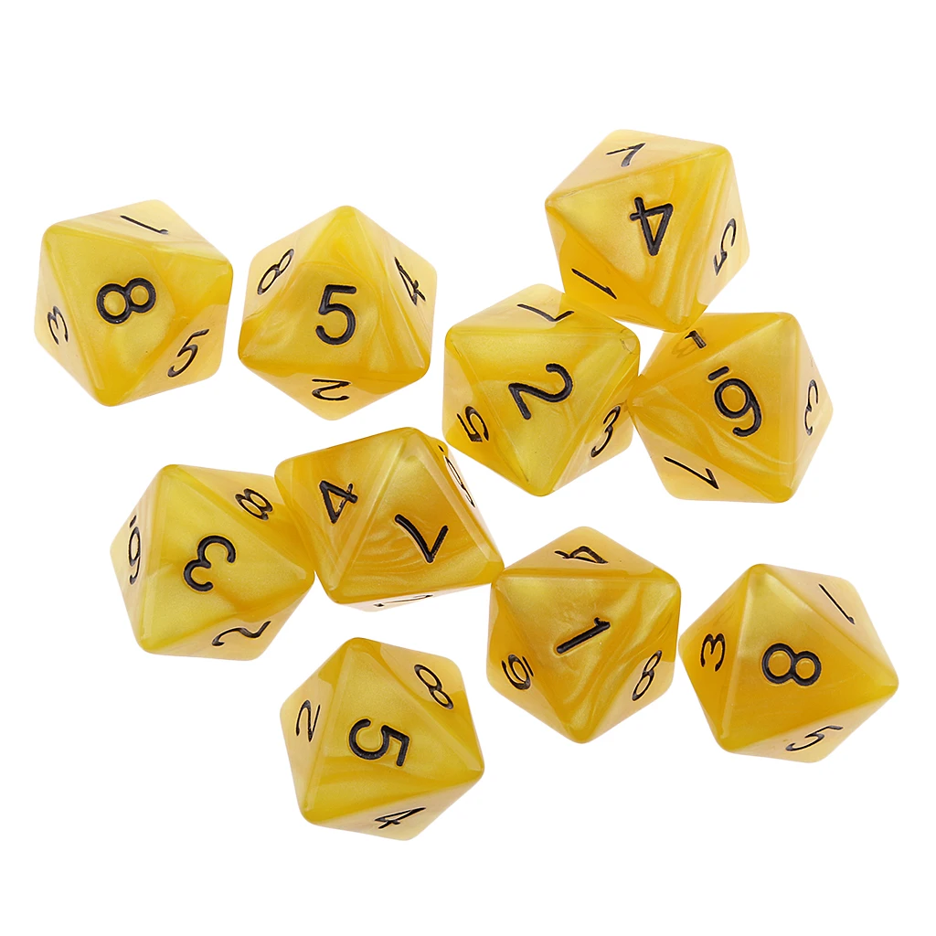 10pcs 8 Sided Dice D8 Polyhedral Dice for Party Table Games Gaming Dice Birthday Parties Board Game