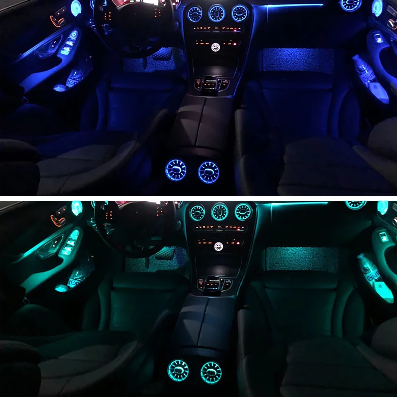 Автомобильный окружающий свет для Benz W205 GLC C Класс турбинный выход СВЕТОДИОДНЫЙ Фонарь передний кондиционер вентиляционное отверстие Впускной центральная консоль освещение