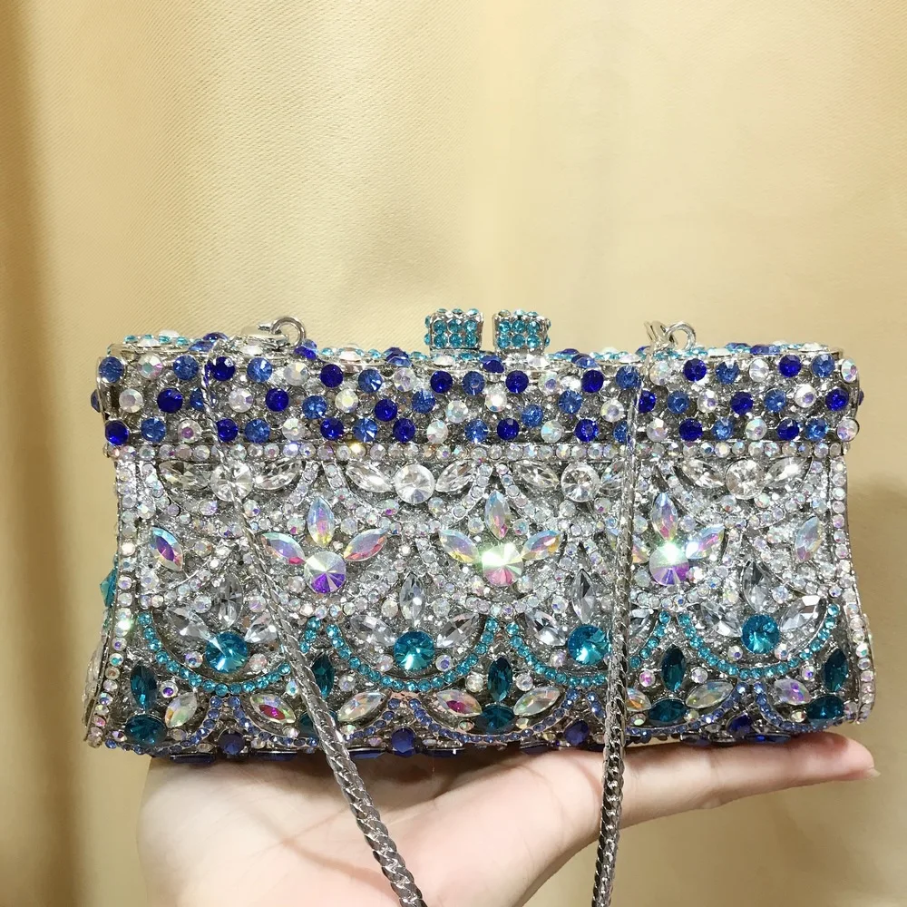 New Ladies Small Wedding Evening Party Small Clutch Bag Beads Bridal Hardcase Pu 