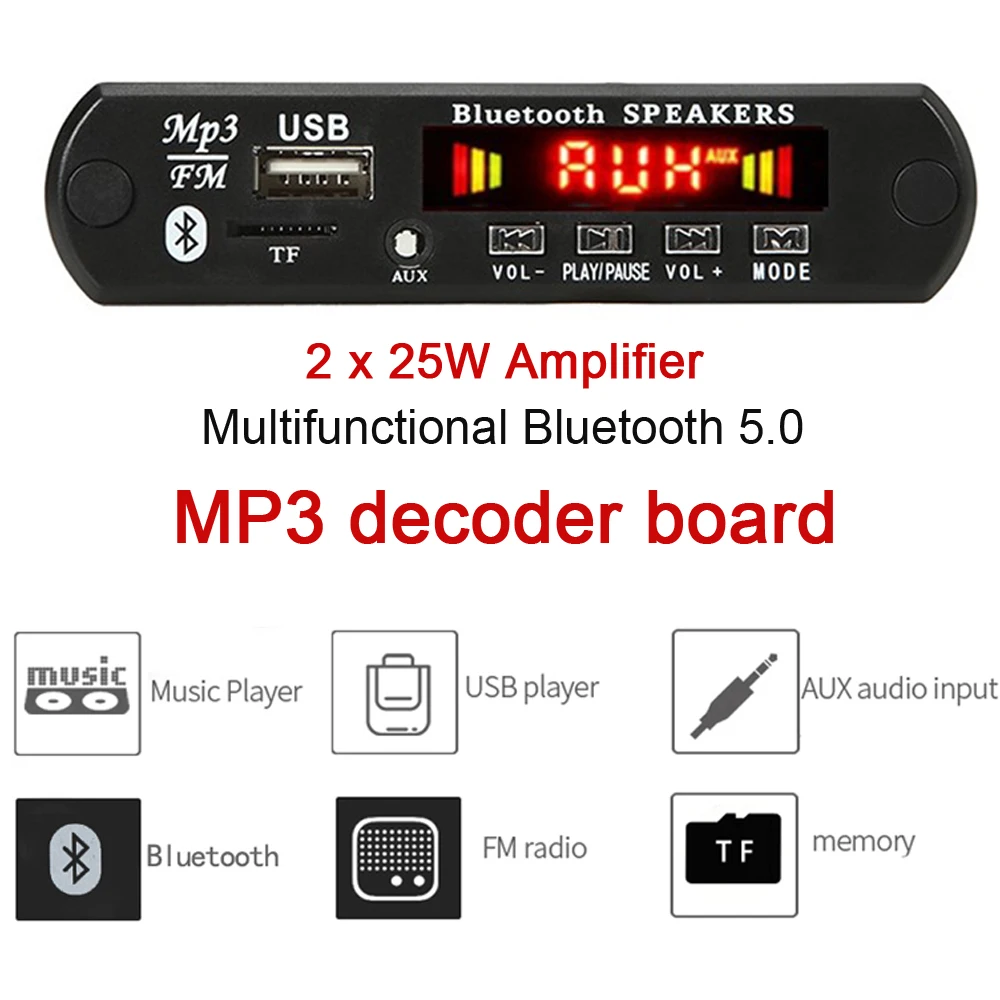 2*15 Вт усилитель mp3-плеер беспроводная Плата декодера 12 В автомобильный