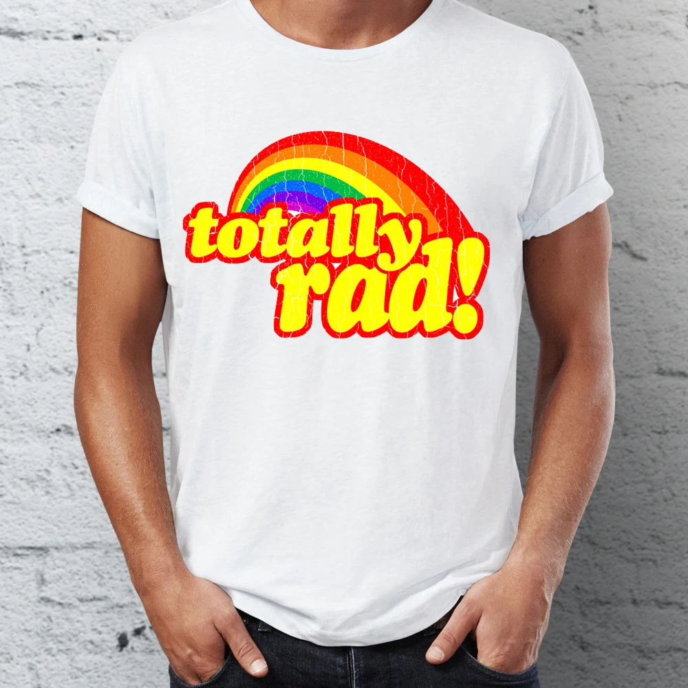 

Marvel Men T Shirts Totally Rad Rainbow Funny Awesome High Street Tee Shirts Summer/Autumn O-neck T-shirts For Adult