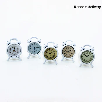 

1:12 Miniature Alarm Clock Model Alloy Vintage Clocks Dollhouse Decoration Accessories S55