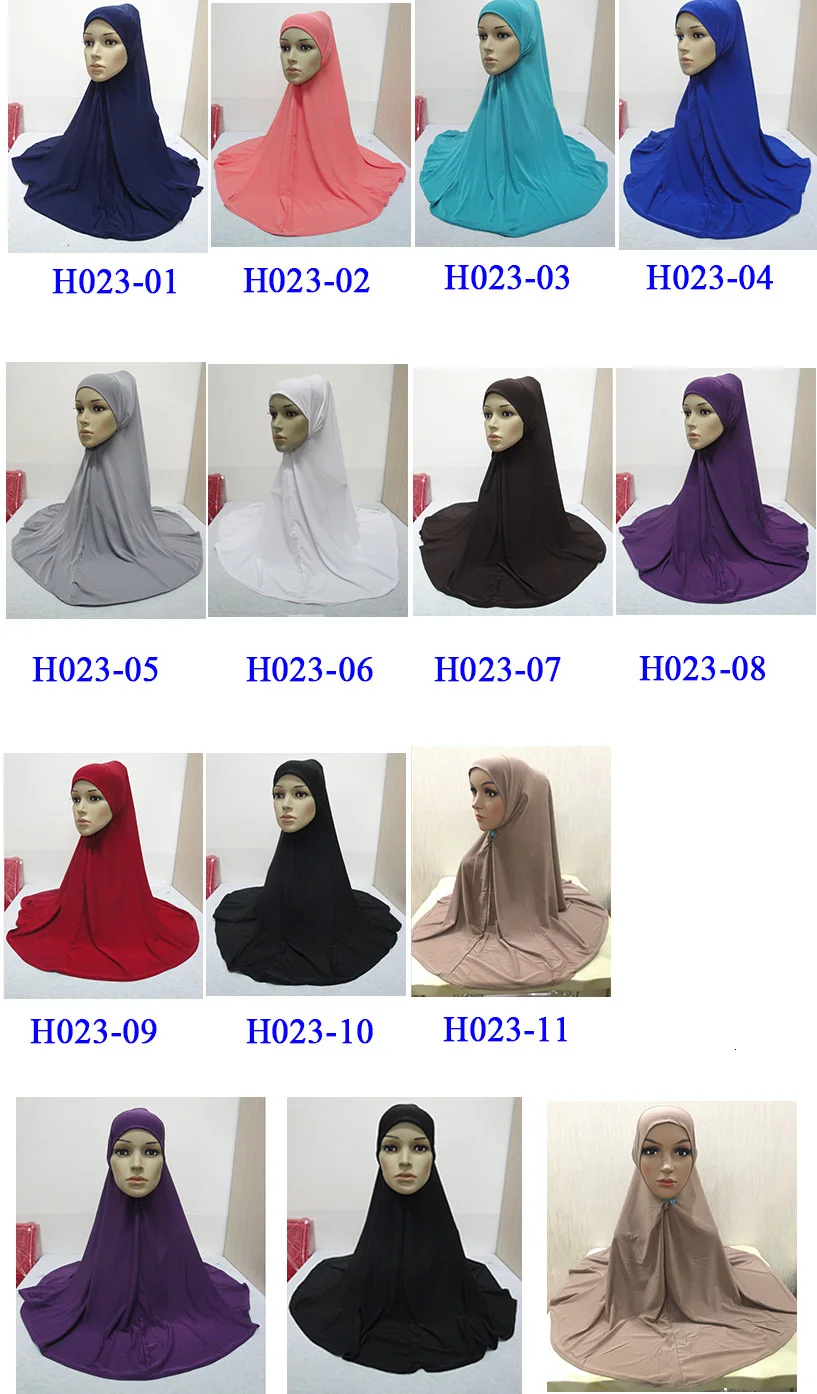 Мусульманская женщина Khimar Джерси Хиджаб Шапки головной убор Блестящий капот накладной длинный платок Hijaab Исламская одежда