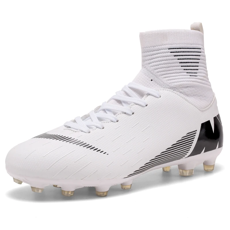 FANCIHAWAY Высокая футбольная обувь FG Futsal TF шипы футбольные бутсы, уличные спортивные Бутсы Chuteira Futebol - Цвет: White FG