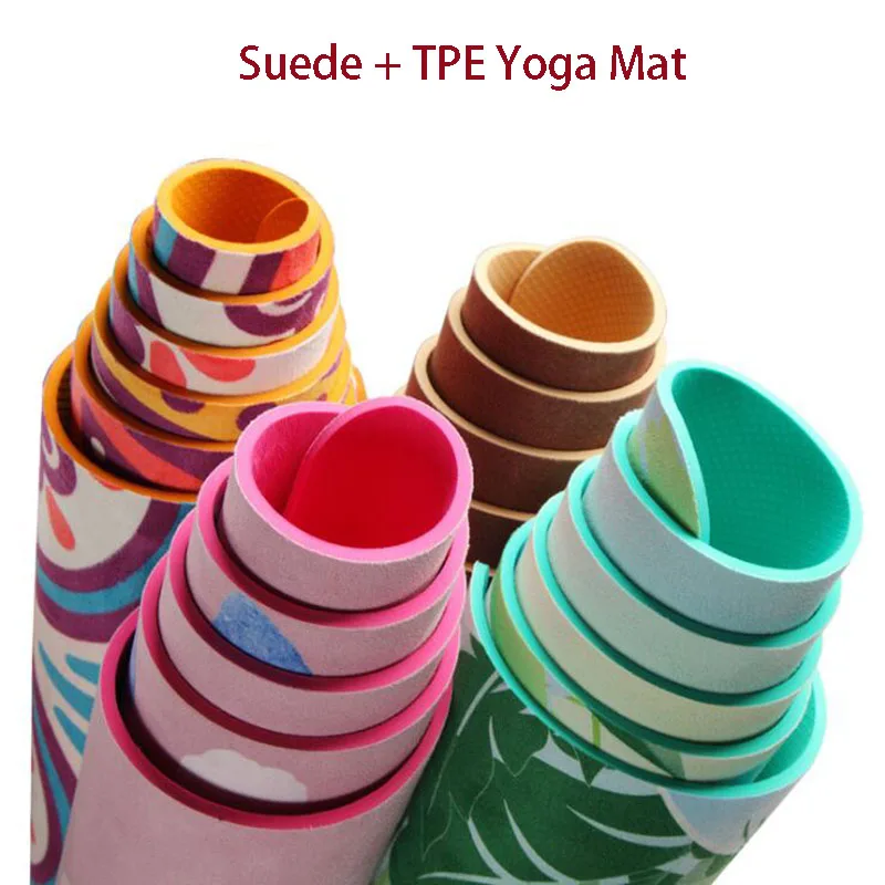 Lotus Pattern Suede TPE Yoga Mat Pad Non-slip Slimming Exercise Fitness 