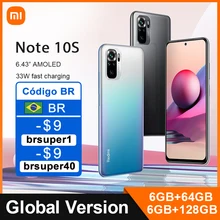 Global Version Xiaomi Redmi Note 10S 6GB 64GB/128GB Mobile phone 10 S 64MP Quad Camera Helio G95 AMOLED DotDisplay 33W 5000mAh