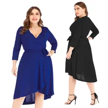 Платье большого размера, весенняя одежда, Новое сексуальное однотонное платье с v-образным вырезом на шнуровке, кардиган средней длины, платье 8488