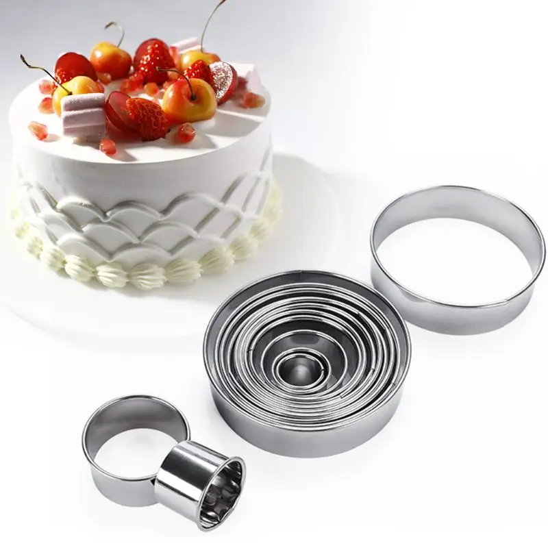 14 Pcs Open Cutter Round Cookie Molds Stainless Steel Sweet Moulds for Cooking H58C
