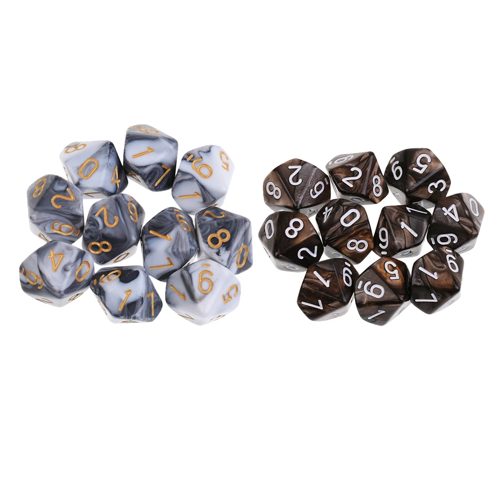20pcs 10-Sided Dice Set, Bright Colors 16 mm for Games Casino Gifts Teaching