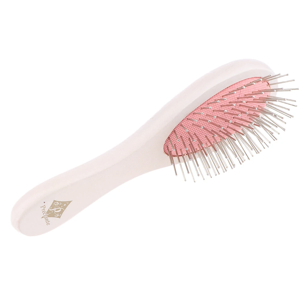 MagiDeal Oval Hair Brush With Cushioned For Managing Curls Pink+White 17 Cm