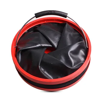 

12L Multi-functional Collapsible Bucket 2000D Oxford Cloth Fishing Bucket Camping Vehicle Cleaning Bucket with round Bag