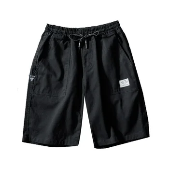 

Casual Fashion Shorts Men Streetwear Cargo Elastic Waist Knee Length Sweatpant Summer Pants Pockets Cotton Clothing Loose KK60ND
