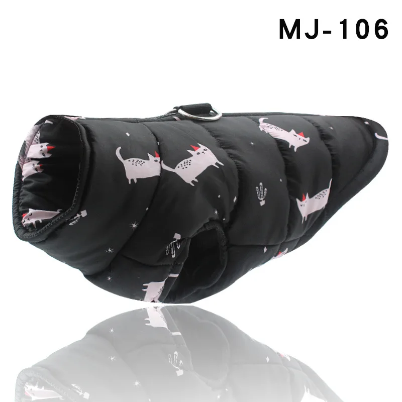 MJ106 Принт Большой Одежда с принтом в виде собак Зимние Щенок куртка теплая хлопковая одежда для животных, жилет, пальто из светоотражающего материала для небольших средние и большие собаки - Цвет: MJ106