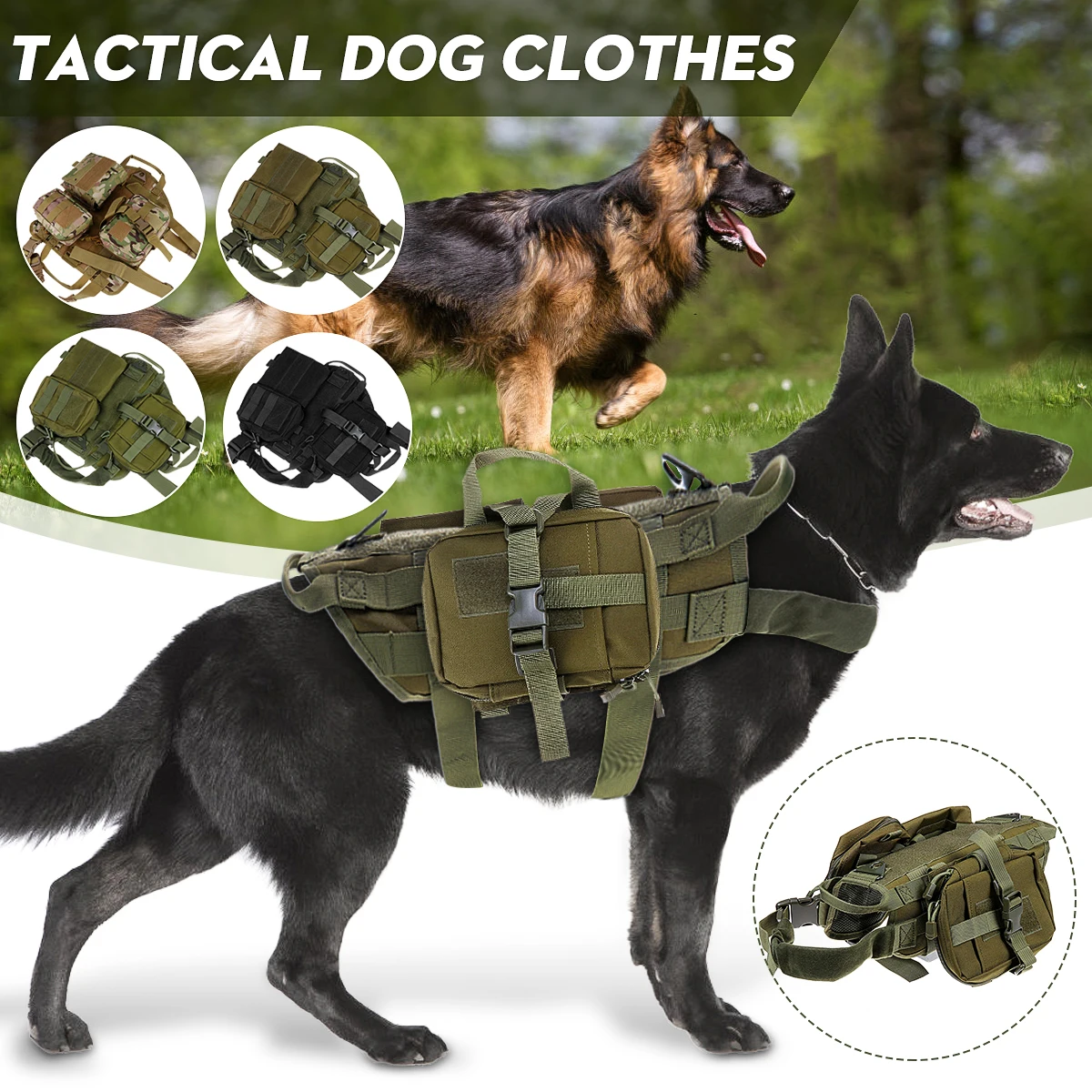 Военная Тактическая Одежда для собак, жилет для рабочих собак, нейлоновый поводок, ведущий поезд, для бега, для средних и больших немецких овчарок