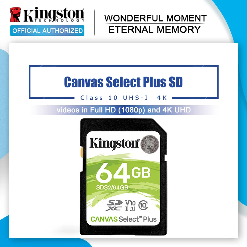 Kingston-tarjeta De Memoria SD Clase 10 SDXC para cámara Sony y Nikon, 64 GB, Original
