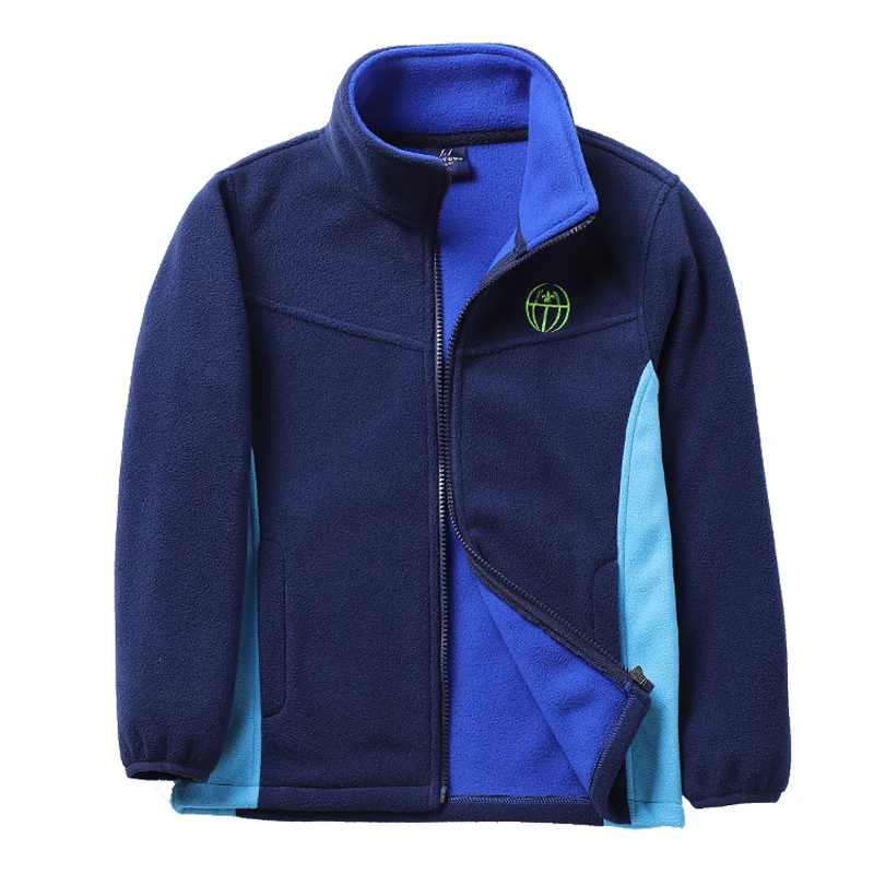 Весенне-осенняя модная спортивная куртка для девочек и мальчиков детская мягкая верхняя одежда из флиса детская верхняя одежда От 5 до 14 лет - Цвет: Тёмно-синий