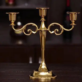 

3-Candle Metal Candelabra Tall Candle Holder Wedding Event Candelabra Candle Stand (gold)