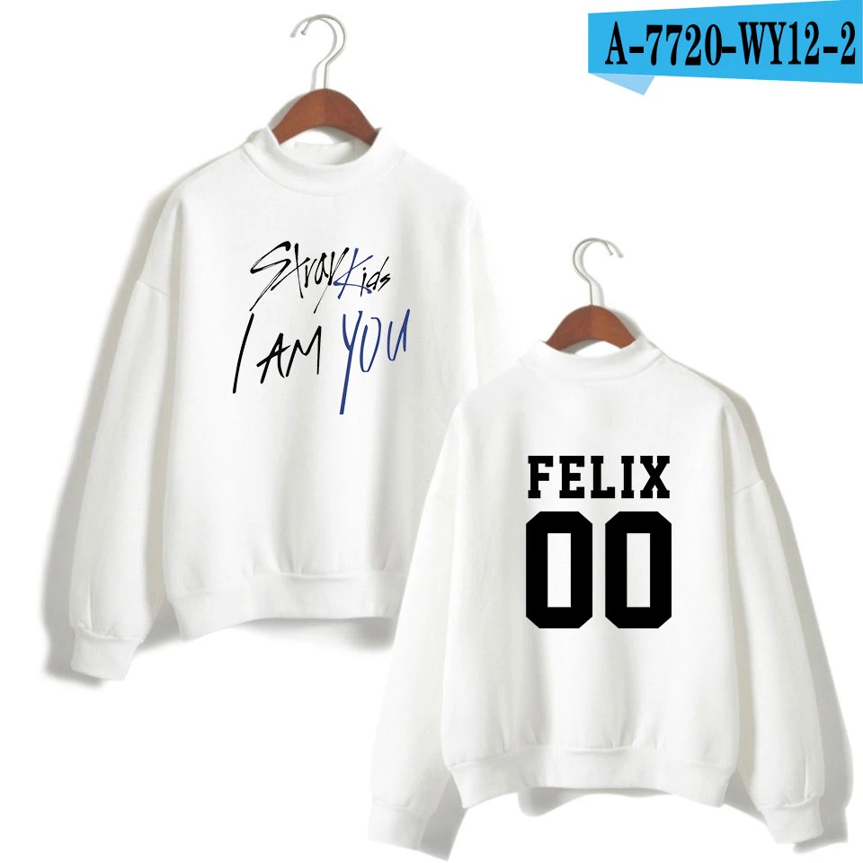 Детский пуловер, одежда Kpop I Am You FELIX 00, толстовки больших размеров, уличная одежда, свитшоты, женские водолазки, Корейская одежда - Цвет: white