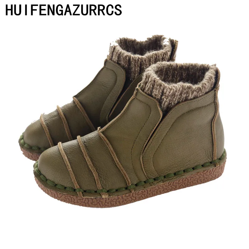 Billig HUIFENGAZURRCS Neue Reine handgemachte stiefel, Echtes leder schuhe, Die retro kunst mori mädchen schuhe, casual retro kurze stiefel, 3 farben