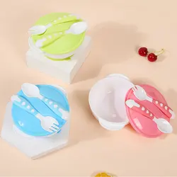 New Baby Feeding PP Bowl Spoon Fork Baby Bowl Children's Tableware Baby Learning Dish with Bowl Set
