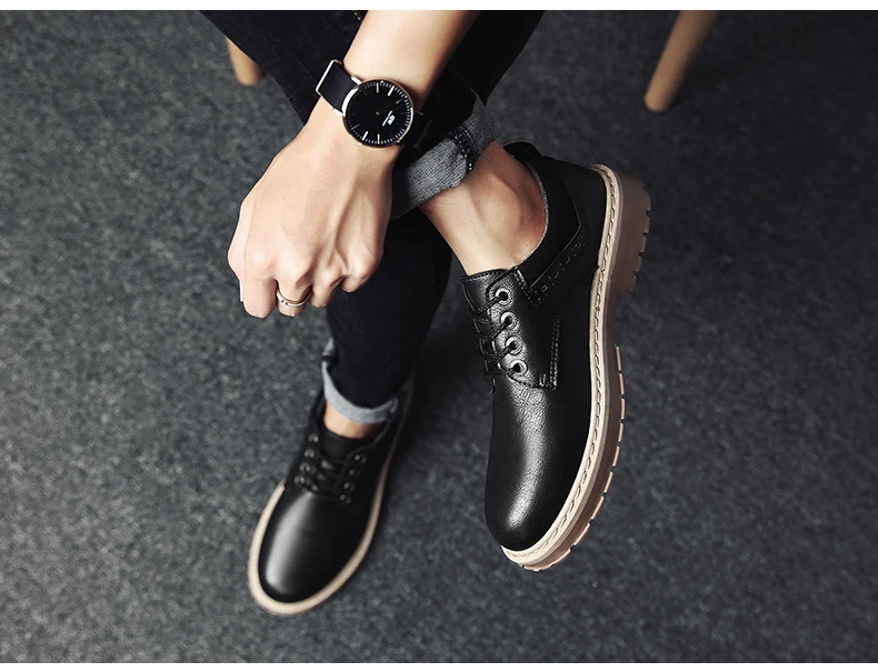 Vintage lace-up oxford leather shoes for men dance party wedding dress shoes genuine leather low-top martins boot outdoor sneakers (23)