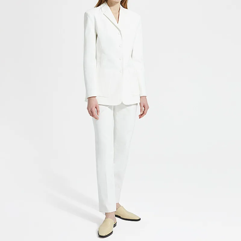 

Women's Office Lady 2 Pieces Sets Solid White Elegant Single Breasted Pencil Pant Suits Blazers And Ankle-Length Pants Trousers