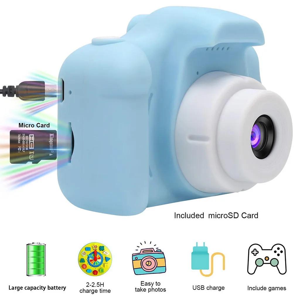 new Kids Digital Camera Children's Camera 2.0 LCD Mini Camera Children's Camera 32G SD Card Great Gift for Kids