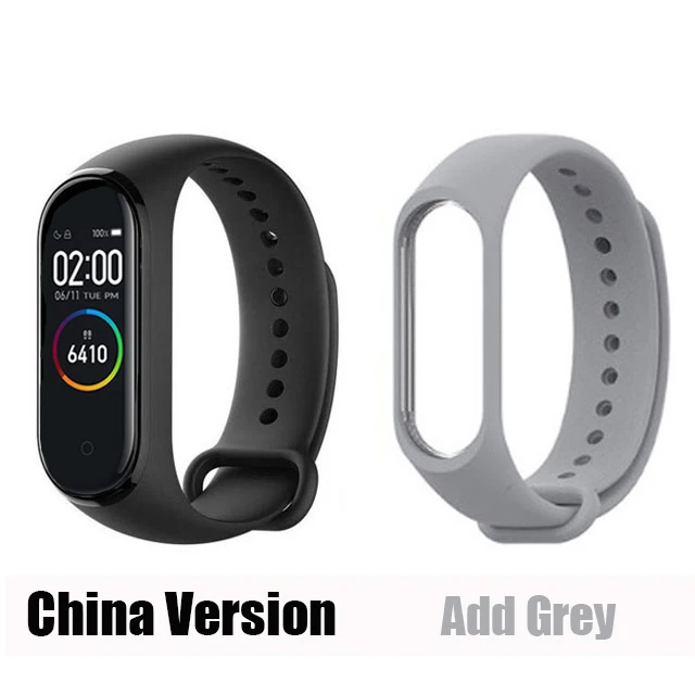 mi4 CN Add Grey St Xiaomi Mi-браслет 3/4, умный браслет с цветным экраном, браслет, пульсометр, фитнес, музыка, умное управление, Bluetooth 5,0, 50 м, водонепроницаемые часы - Цвет: mi4 CN Add Grey St