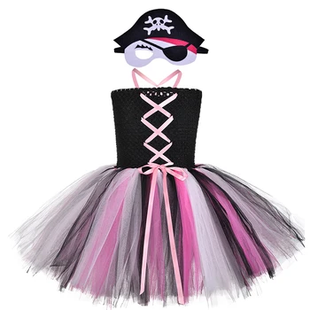 

Halloween Pirate Tutu Dress with Mask Girls Evil Captain Role Play Costume Clothes Set For Carnival Party Procession Photos