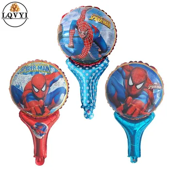 

50/100pcs Cartoon Spider Super hero man Hand Sticks Foil Balloons Baby Birthday Wedding Party Decorations Air Globos Kids Toys