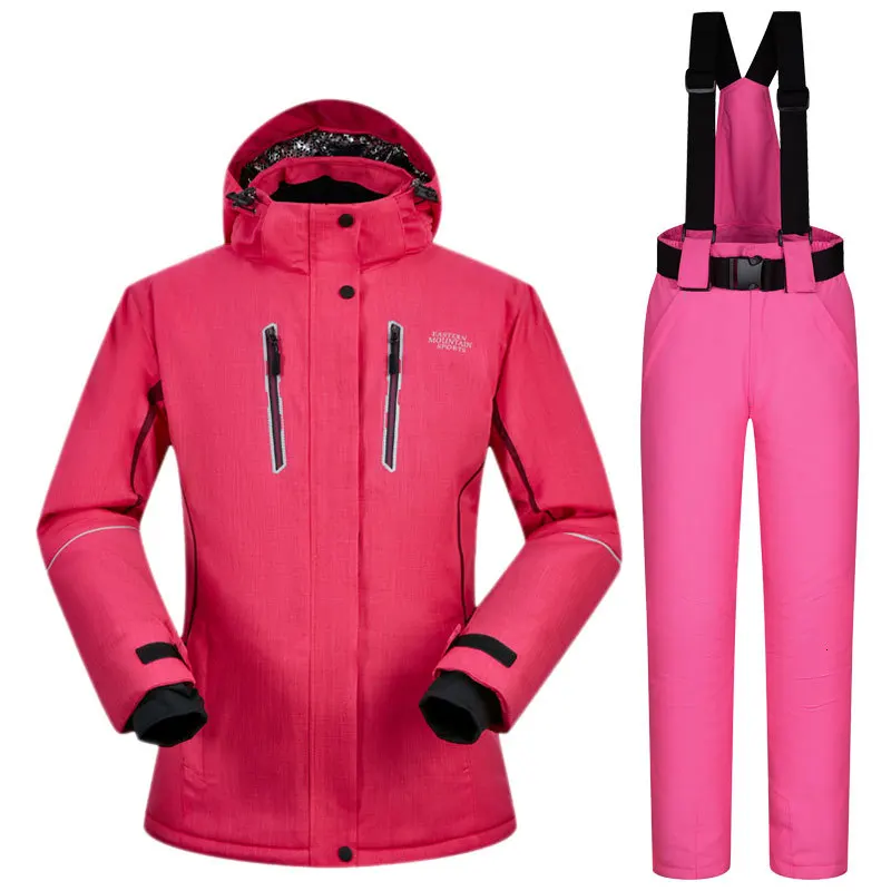 Костюмы для сноуборда женские зимние ветрозащитные водонепроницаемые женские лыжные куртки и зимние штаны супер теплые Брендовые женские лыжные костюмы бренды - Цвет: EMS3 Pink