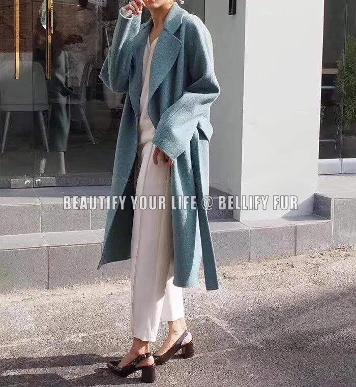 Russian Style KOREAN AND JAPANESS elegant style 100/100 real lamb wool trench coats with natural fox fur collar