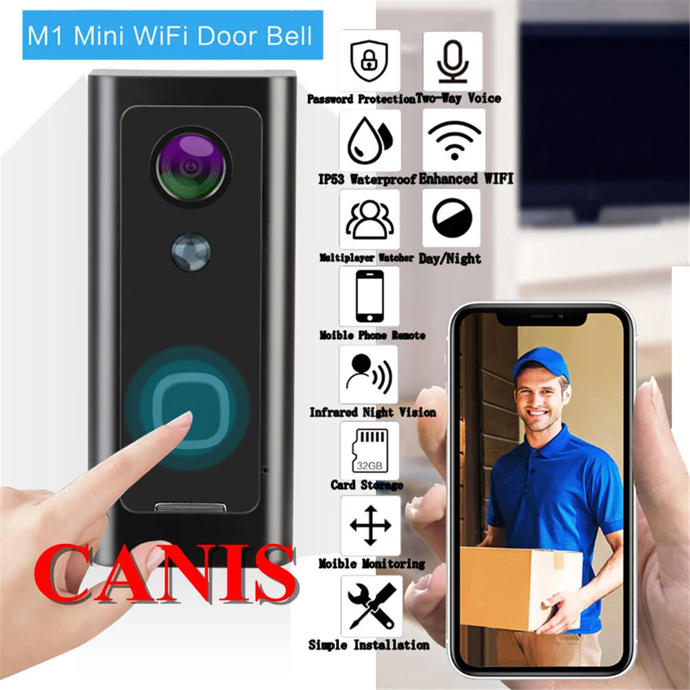 720P Wireless Smart WiFi DoorBell IR Video Visual Camera Interphone Home Security Kit Two-way Speech Intercom Device